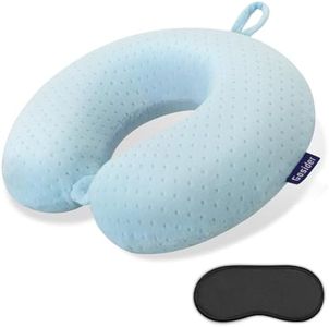 Travel Neck Pillow Memory Foam Pillow Support Pillow U Shape Compact & Lightweight Neck Pillow for Sleeping Travel for Plane, Car, Home, Office Camping Light Blue