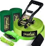 Heavy Duty 57' Slackline Kit with Training line - Safety Belt Included | Arm Trainer Ratchet Protector Tree Protector Premium Slackline Set Outdoor Backyard
