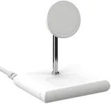 Scosche BL2MSiQWT-AP BaseLynx™ 2.0 2-in-1 Modular Charging Station with MagSafe, 15W Fast Wireless Charging Phone Stand Compatible w/Apple iPhone 15/14/13/12 Series, 5W Charger Pad for AirPods, White