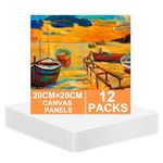 12 Packs Canvas for Painting, 20X20cm Painting Canvas 100% Cotton Acid-Free Canvas Boards for Acrylic Painting, Oil Paint & Wet Water Art Media, Hobby Painters and Beginner