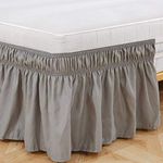 Brushed Polyester Bed Skirt with THREE Fabric Sides, Elastic Dust Ruffles, Easy to Fit, 15" Length, Polyester (Light Grey, Double: 54 x 75 Inches, 137 x 190 cm)