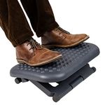 Mind Reader Foot Rest, Under Desk at Work, Ergonomic, Height Adjustable, Office, Plastic, 45.7L x 34.3W x 16.5H cm, Black