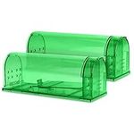 Navaris Humane Live Mouse Traps - Set of 2 Catch and Release Traps for Mice and Small Rodents - Eco Friendly and Pet Safe No Kill Mousetrap - Green