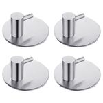 LYSLEDa 4 Pack Rustproof Stainless Steel Stick on Hooks Self Adhesive from, Waterproof Strong Bonding Power Sticky Hooks for Kitchens, Bathrooms, Lavatories, Closets, Office(Round)