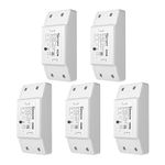 SONOFF Smart WiFi Light Switch 10A 2200W, Smart Switch Universal DIY Module for Smart Home Automation, Works with Alexa & Google Home, Compatible with eWelink IFTTT, No Hub Required, BASICR2, 5PCS