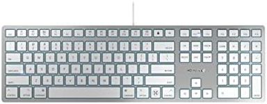 Cherry KC 6000 C Slim Keyboard Made with Mac Layout. Scissor Tech Typing for Near Silent. Alternative to Magic Keyboards. USB-C Wired. US Layout White and Silver.