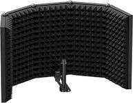 IMAGINEA 5-Panel Microphone Isolation Shield, Foldable Sound Shield for Most Condenser Microphone Recording Equipment Studio, High Density Absorbent Foam to Filter Vocal (Black)