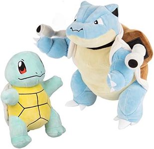 Wicked Cool Toys Pokémon 8" Squirtle and 12" Blastoise Plush Stuffed Animal - Set of 2 - Age 2+
