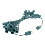 Novelty Lights 25 Foot C9 Outdoor String Light Christmas Stringer - Patio String Lights - Intermediate Base (C9/E17) - 12" Spacing - Green Wire