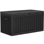 YITAHOME 86 Gallon Large Deck Box, Double-Wall Resin Outdoor Storage Boxes, Deck Storage for Patio Furniture, Cushions, Pool Float, Garden Tools, Lockable & Waterproof (Black)