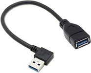 Cablecc USB 3.0 Type-A Male to USB 3.0 Type-A Female Extension Cable 20cm 5Gbps 90 Degree (Right Angled)