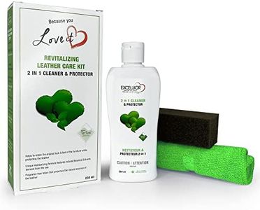 Excelsior Revitalizing 2 in 1 Leather Cleaner and Conditioner Care Kit - Use on Leather Furniture, Car Interior, Shoes, Handbags & includes 250 ml Bottle, Polishing Cloth & Sponge
