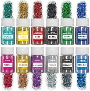 HEMOER 12 Couleurs Poudre Glitter à Maquillage, 180g Holographic Glitter, Ultra-mince Brillant Glitter pour Visage, Corps, Cheveux, Nail, Festival Décor e Artisanat Résine Epoxy Gobelets