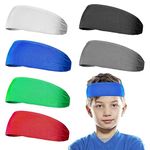 6Pcs Sports Headbands for Boys Sweat Band Athletic Kids Sweatbands Soccer Headbands for Boys Cycling Playing Ball Running Fitness Walking