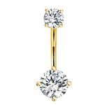 OUFER 14K Solid Gold Belly Button Rings Clear CZ Navel Ring Belly Button Piercing Navel Jewelry 14K Yellow Gold Belly Rings-Yellow Gold