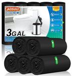 AOSULI 10Liter Small Bin Bags 100 Counts Garbage/Trash Bags Black Pedal Bin Liners for Home Office, Lawn,Bathroom,Toilet Wastebasket (Fits 0.8,1.5,1.2 3Gal Gallon Bins)