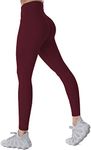 Sunzel Workout Leggings for Women, Squat Proof High Waisted Yoga Pants 4 Way Stretch, Buttery Soft Black Cherry S