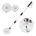 Deapeick Scalable Winter Ice Fishing Skimmer Scoop Telecscopic Adjustable Ice Fishing Scooper with Long Handle with 2 Skimmer Scoop L and S Ice Fishing Gear for Scooping Out Ice (Silver)