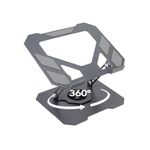 Dyazo Foldable Laptop Stand with 360° Rotating Base | Multi-Angle & Height Adjustable Design | Carbon Steel Build with Non-Slip Pads | Compatible with MacBook, Dell, HP & Laptops Upto 15.6 inch (Grey)