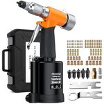 Proster Pneumatic Rivet Nut Gun Kit – Heavy Duty Air Powered Rivnut Tool Set with 100PCS M4-M10 Nuts, 5 Metric Mandrels & Storage Box – Professional Rivet Tool for Aluminum, Automotive, Construction