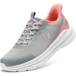 STQ Running Shoes for Women Hands Free Slip on Sneakers Arch Support Slip Resistant Walking Lightweight Breathable Athletic Casual Tennis Ladies Light Grey Pink Size 8.5