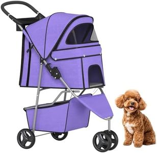 Purple Pet Stroller Cat Dog Cage 3 Wheels Stroller Travel Folding Carrier T13