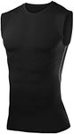 PowerLayer Men's Sleeveless Compression Base Layer Vest Training Sports Workout Top - Black, M