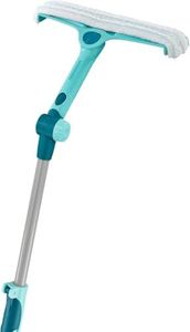 Leifheit Fensterwischer Window und Frame Cleaner L Telescope 200 cm, Abzieher mit Rundum-Bezug reinigt und trocknet, Scheibenabzieher mit Teleskopstiel und Click-System