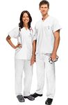 BSF Uniforms Unisex Cotton Half Sleeves White Medium Size Scrub Suit: Ideal for Surgeons, Doctors, Nurses, Dentists and Healthcare Professionals