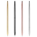 Molain Metal Ballpoint Gold Pen, 4 Pieces Retractable Slim Ballpoint Pens Metallic Ballpoint Pens, Home School Office Supplies Gift for Business Office Students Teachers