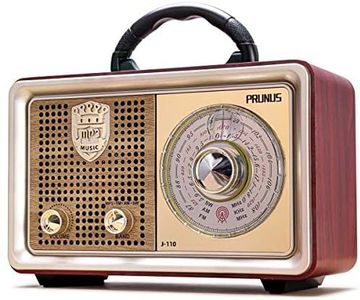 PRUNUS J-110 Retro Radio Bluetooth AM FM Portable Radio AC Battery Operated Vintage Tabletop Radio with Big Frequency Scale, Enhanced Bass, Remote Control, AUX TF Card USB Disk MP3 Player(Silver)
