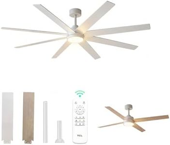 TCL 72 Inch Large Ceiling Fans with Lights and Remote, Quiet Modern Ceiling Fan, 3 CCT Dimmable Remember LED Reversible 8 Dual Side Blades for Living Room Patio Garage (white, 72)
