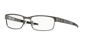 Oakley Men's OX5038 Metal Plate Titanium Rectangular Prescription Eyeglass Frames, Brushed Chrome/Demo Lens, 55 mm