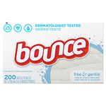 Bounce Fabric Softener Dryer Sheets, Free & Gentle, 200 Count - Packaging May Vary