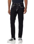 True Religion Men's Rocco Flap Sn 1/2" Jeans, Black Rinse, 40