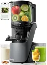 Canoly C16 Cold Press Juicer, 6" Extra Wide Feed Chute, 3-IN-1 Strainers (Juice & Sorbet & Nut Milk), Powerful AC Brushless Motor, Self Precut System, Juicer Machines with BPA-Free (Space Gray)