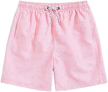 Floerns Men's Casual Drawstring Waist Striped Print Gym Workout Track Shorts Light Pink L