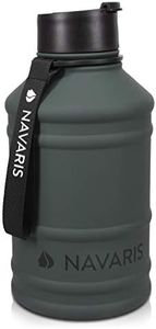 Navaris Botella de Agua de Acero Inoxidable - Cantimplora XXL de Metal de 2.2 L - Garrafa para Bebidas sin BPA para Deporte Camping Gimnasio Oficina