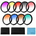 Fotover 9 Pcs Color Graduated Filter Set for Canon Nikon Sony Pentax Olympus Fuji DSLR Camera + Lens Filter Pouch + Cleaning Cloth