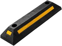Zone Tech Heavy Duty Rubber Parking Guide - Premium Quality Durable Car Garage Wheel Stopper Professional Grade Parking with Reflective Yellow Tape Curb