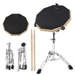 Kmise Drum Practice Pad Kit With Snare Drum Stand And Drumsticks 12 Inch Mute Double Sided Silent Drum Practice Training Pad Set with Stand & Drumsticks