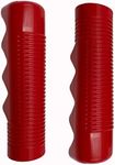 Finger Nub Non-Slip Classic Ribbed Grips for 1" Handle Bar, Red - 1 Pair