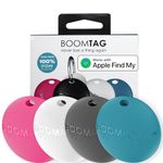 Boompods Boomtag Tracker Tag 4 Pack, Item Finders - Smart Bluetooth Tracker Devices, Luggage Tracker for Suitcases, Children, Pet, Wallet - Sustainable Key Finder Compatible with Apple Find My App