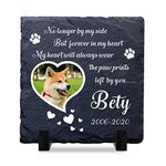 Personalised Dog Memorial Gifts Custom Pet Memorial Plaques Pet Bereavement Gifts with Any Photo & Name Natural Slate Grave Plaque Gifts for Loss of Dog Cat Pet Puppy with Display Stand(Design 3)