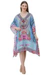 CURVSHAPE Sk0100- Georgette Printed Multicolor Beach Wear Kaftan Coverup for Women -XXL