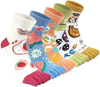 Kevaler Donna Calzini con Sportive Cotone Dita Separate Calzini 5 Dita Divertenti Fantasia Novità Colorati Carino Animali Socks per Sport Corsa Home - 5 Paia