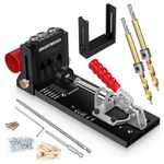 ENJOYWOOD Pocket Hole Jig Kit with 2 Drill Bits Adjustable Metal Pocket Screw Jig Professional Woodworking Tool for DIY Carpentry Projects XK4S