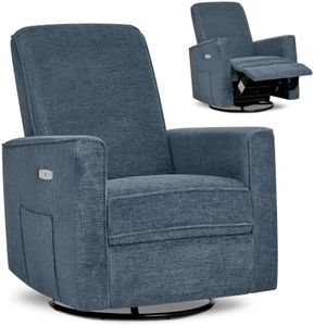 Evolur Harlow Deluxe Power Nursery Glider Recliner with USB Charging, Blue Fog