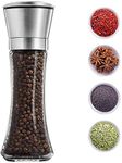 P-Plus International Pepper Grinder or Salt Shaker for Professional Chef - Best Spice Mill with Brushed Stainless Steel, Special Mark, Ceramic Blades and Adjustable Coarseness (Tall Pack 1)