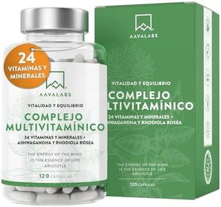 Multivitaminas con 24 Vitaminas y Minerales - Multivitaminas mujer y hombre - con Ashwagandha y Rhodiola Rosea - Multivitaminas y Minerales - 120 Cápsulas Complejo Vitaminico